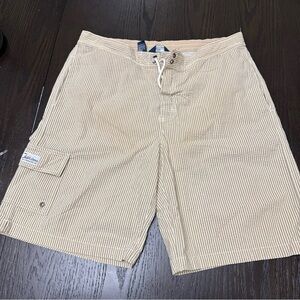 Ralph Lauren Beige & White Seersucker Stripe Shorts